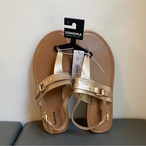New Sonoma Karri Gold Metallic Shield Thong Sandals | Women’s Size 8